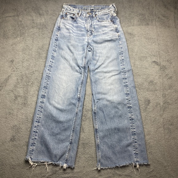 American Eagle Outfitters Denim - American Eagle Jeans Womens Size 0 Blue Super High Rise Baggy Wide Leg, Denim